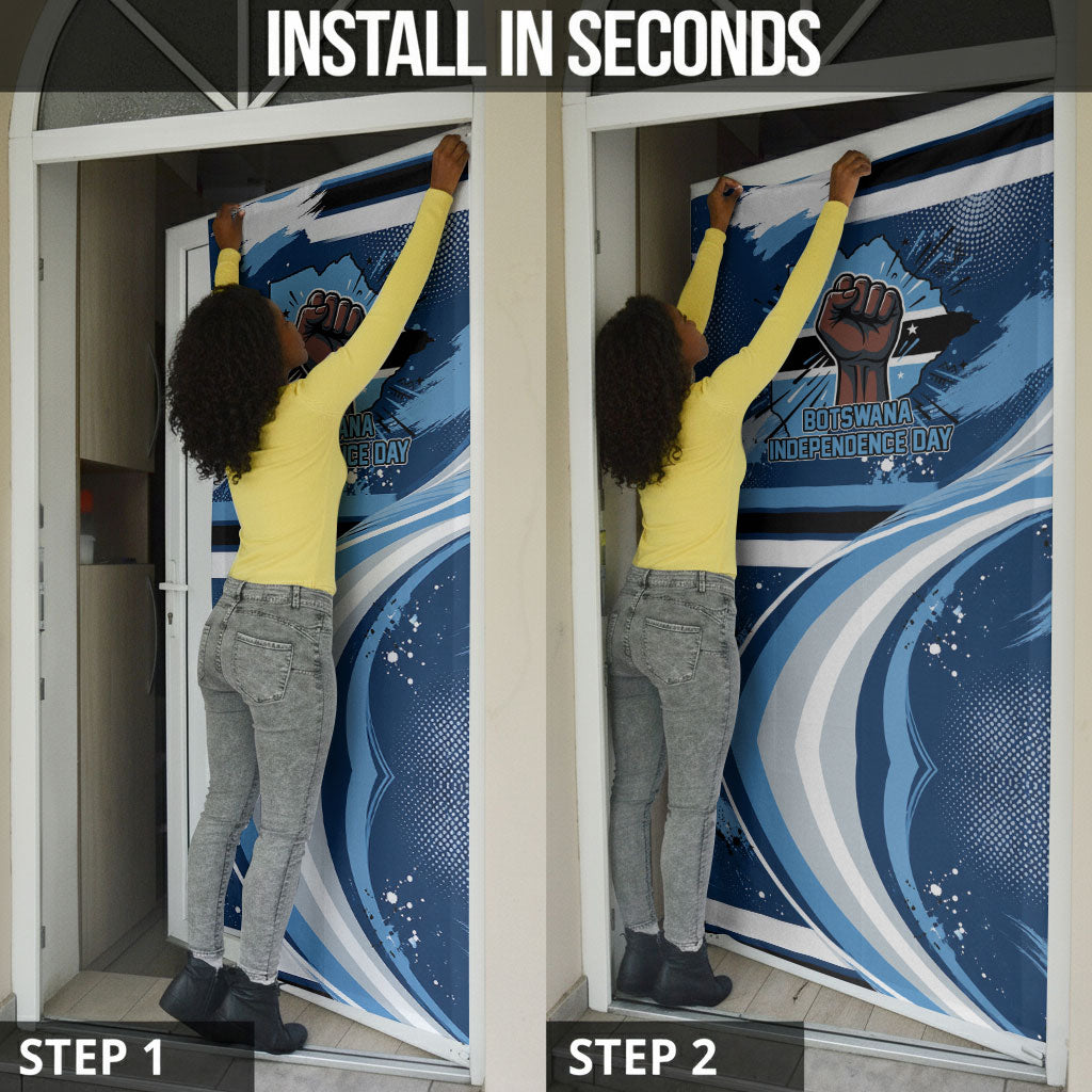 Botswana Independence Day Door Cover Raised Fist Map Graphic With National Coat Of Arms