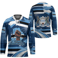 Botswana Independence Day Hockey Jersey Raised Fist Map Graphic With National Coat Of Arms