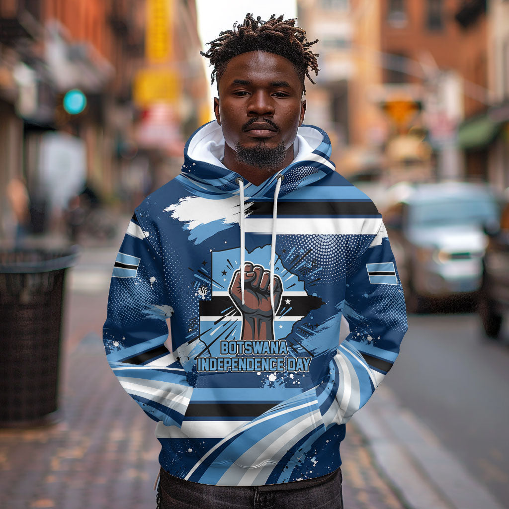 Botswana Independence Day Hoodie Raised Fist Map Graphic With National Coat Of Arms