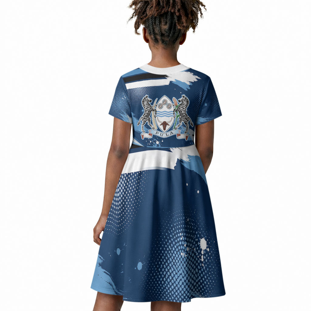 Botswana Independence Day Kid Short Sleeve Dress Raised Fist Map Graphic With National Coat Of Arms