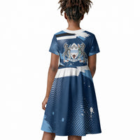 Botswana Independence Day Kid Short Sleeve Dress Raised Fist Map Graphic With National Coat Of Arms
