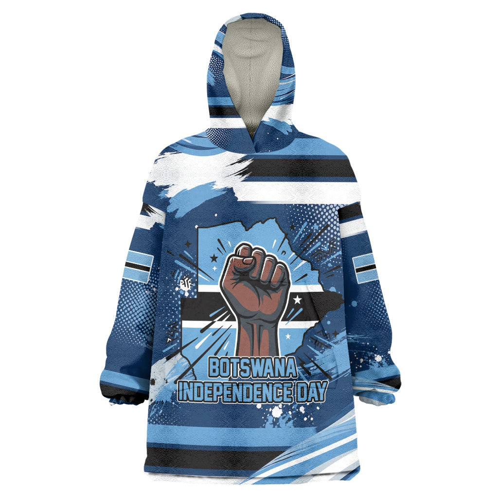 Botswana Independence Day Kid Wearable Blanket Hoodie Raised Fist Map Graphic With National Coat Of Arms