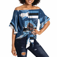 Botswana Independence Day Off Shoulder Wrap Waist Top Raised Fist Map Graphic With National Coat Of Arms
