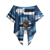 Botswana Independence Day Off Shoulder Wrap Waist Top Raised Fist Map Graphic With National Coat Of Arms