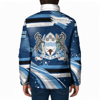 Botswana Independence Day Padded Jacket Raised Fist Map Graphic With National Coat Of Arms
