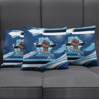 Botswana Independence Day Pillow Cover Raised Fist Map Graphic With National Coat Of Arms