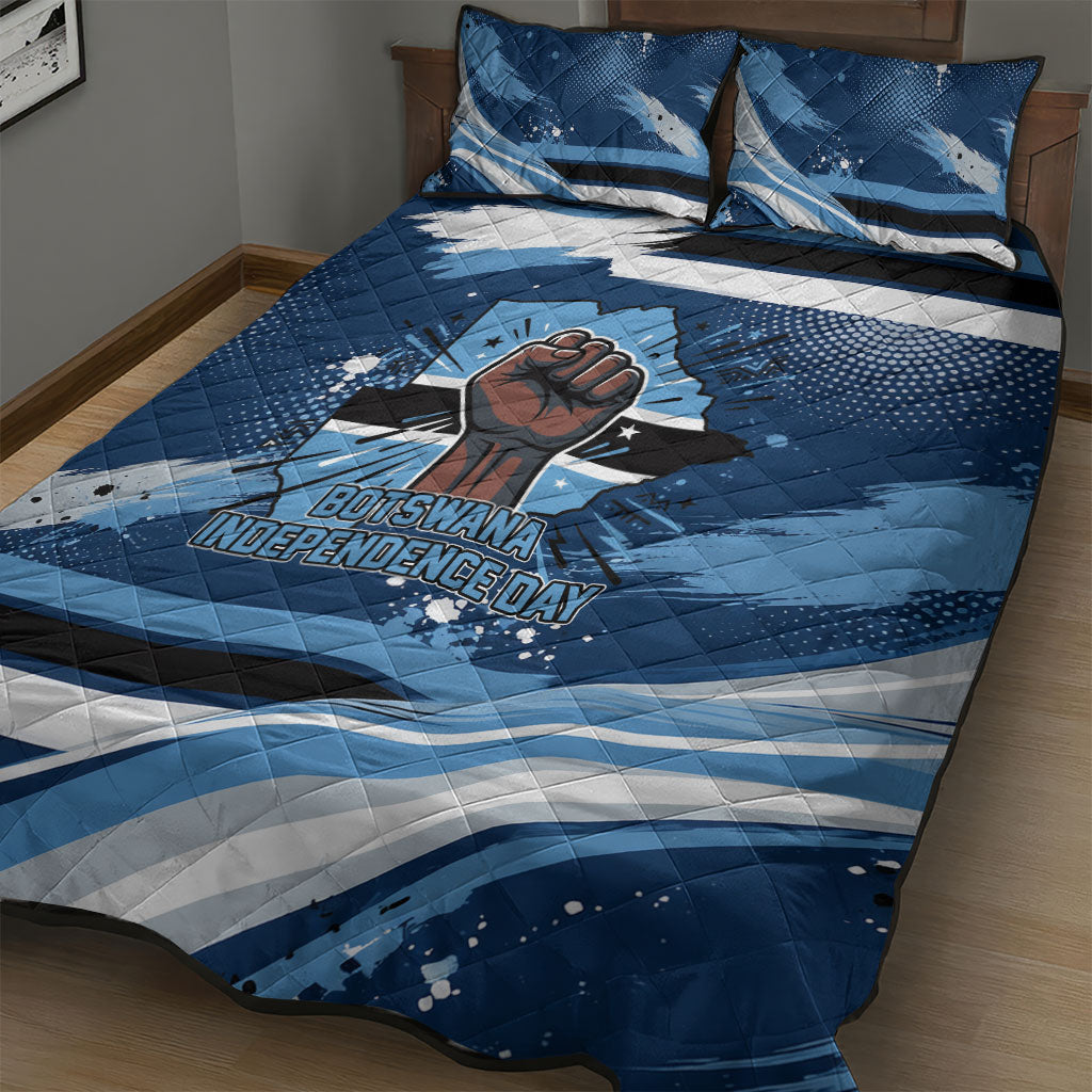 Botswana Independence Day Quilt Bed Set Raised Fist Map Graphic With National Coat Of Arms