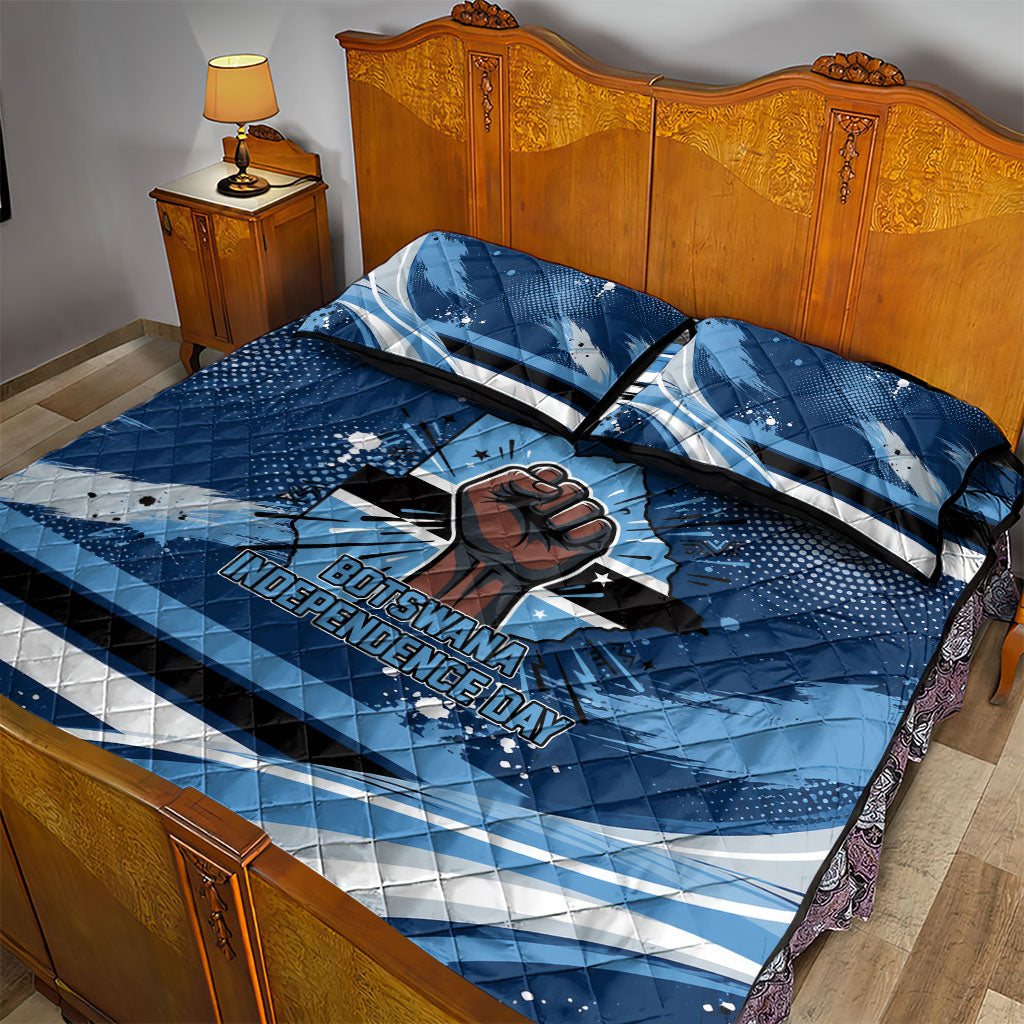 Botswana Independence Day Quilt Bed Set Raised Fist Map Graphic With National Coat Of Arms