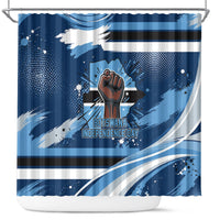 Botswana Independence Day Shower Curtain Raised Fist Map Graphic With National Coat Of Arms