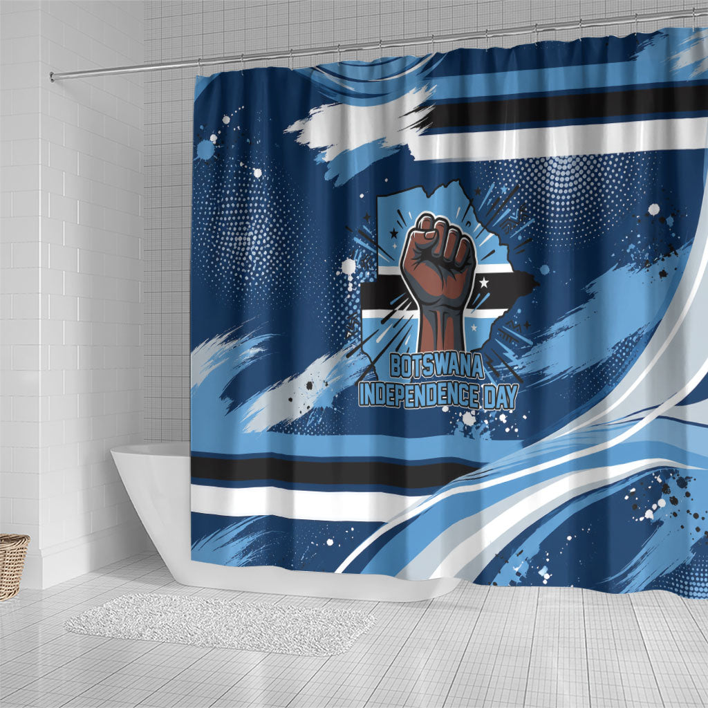 Botswana Independence Day Shower Curtain Raised Fist Map Graphic With National Coat Of Arms