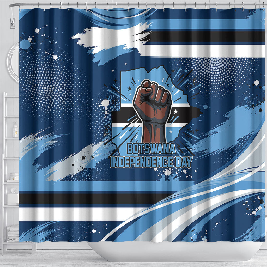 Botswana Independence Day Shower Curtain Raised Fist Map Graphic With National Coat Of Arms