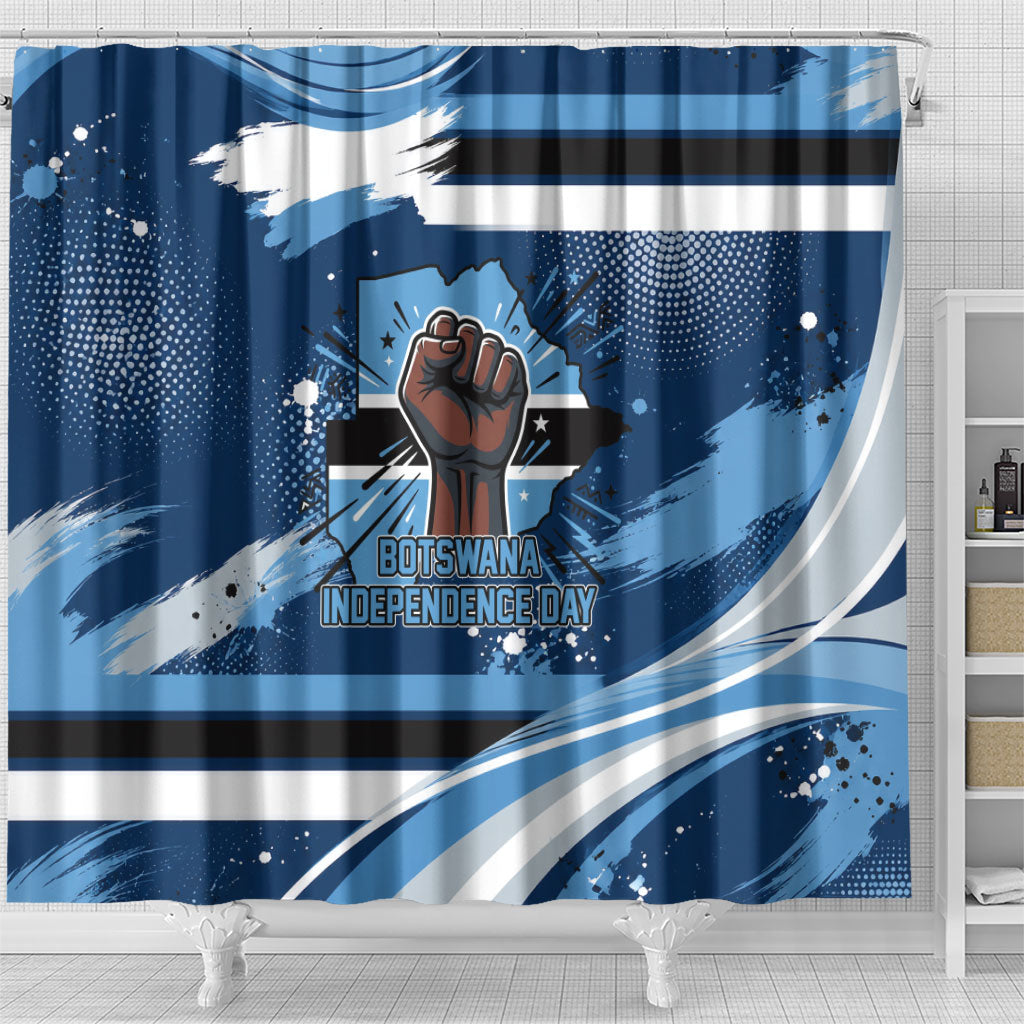 Botswana Independence Day Shower Curtain Raised Fist Map Graphic With National Coat Of Arms