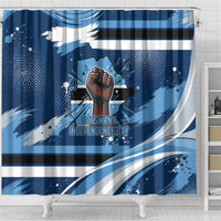 Botswana Independence Day Shower Curtain Raised Fist Map Graphic With National Coat Of Arms