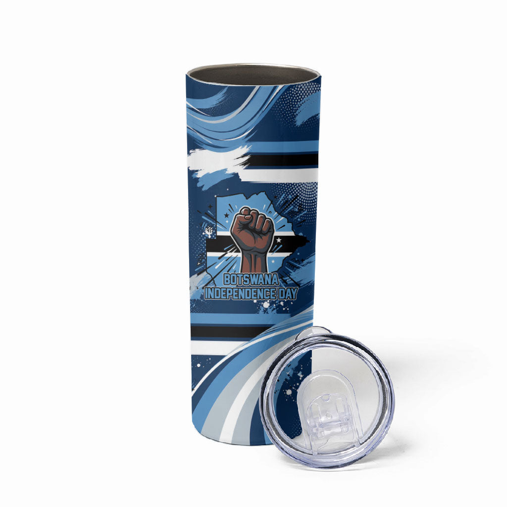 Botswana Independence Day Skinny Tumbler Raised Fist Map Graphic With National Coat Of Arms