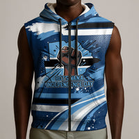 Botswana Independence Day Sleeveless Zip Hoodie Raised Fist Map Graphic With National Coat Of Arms