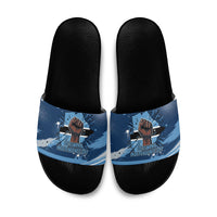 Botswana Independence Day Slide Sandals Raised Fist Map Graphic With National Coat Of Arms