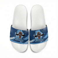 Botswana Independence Day Slide Sandals Raised Fist Map Graphic With National Coat Of Arms