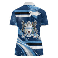 Botswana Independence Day Women Polo Shirt Raised Fist Map Graphic With National Coat Of Arms
