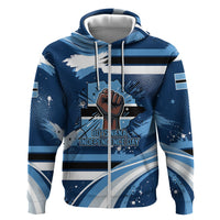 Botswana Independence Day Zip Hoodie Raised Fist Map Graphic With National Coat Of Arms