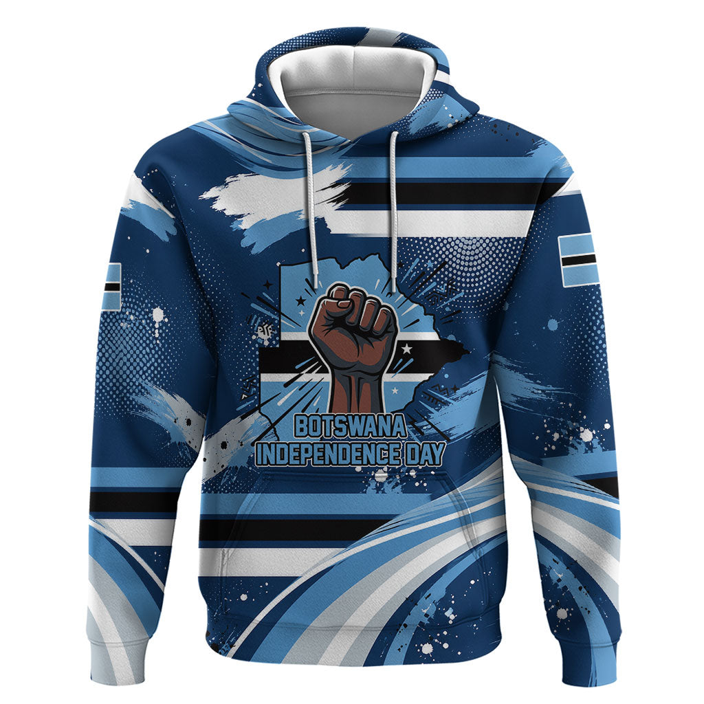 Botswana Independence Day Zip Hoodie Raised Fist Map Graphic With National Coat Of Arms