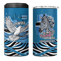 Botswana Independence Day 4 in 1 Can Cooler Tumbler Flying Dove Graphic Zebra Portrait Flag Map