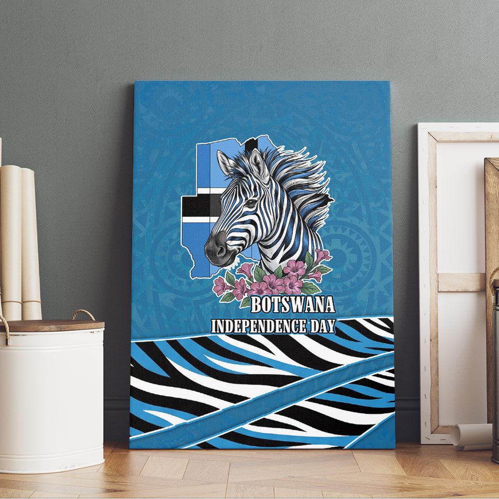 Botswana Independence Day Canvas Wall Art Flying Dove Graphic Zebra Portrait Flag Map