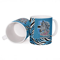 Botswana Independence Day Ceramic Mug Flying Dove Graphic Zebra Portrait Flag Map