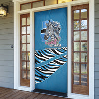 Botswana Independence Day Door Cover Flying Dove Graphic Zebra Portrait Flag Map
