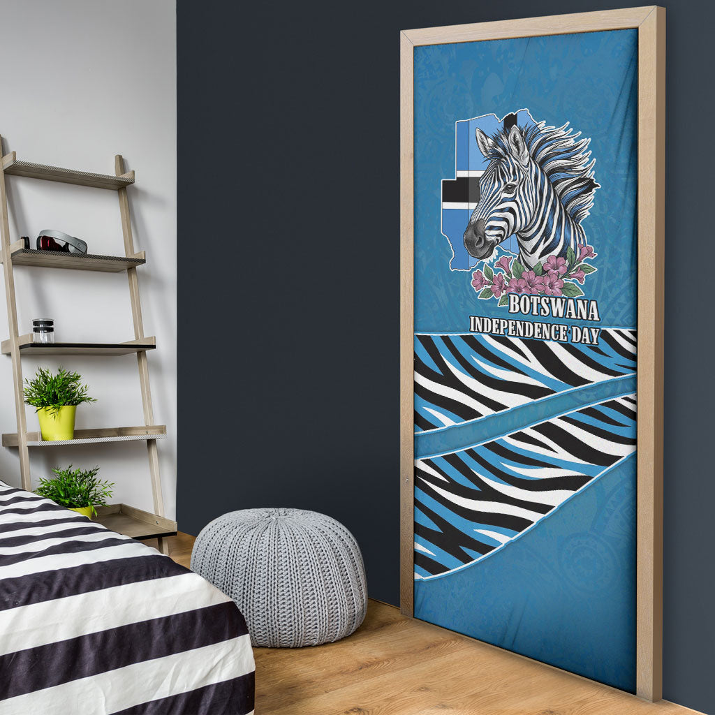 Botswana Independence Day Door Cover Flying Dove Graphic Zebra Portrait Flag Map