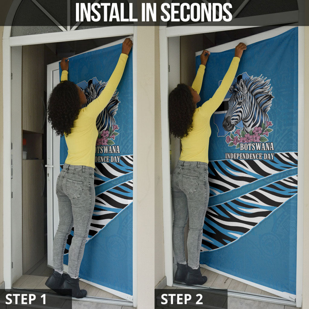 Botswana Independence Day Door Cover Flying Dove Graphic Zebra Portrait Flag Map