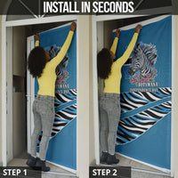 Botswana Independence Day Door Cover Flying Dove Graphic Zebra Portrait Flag Map