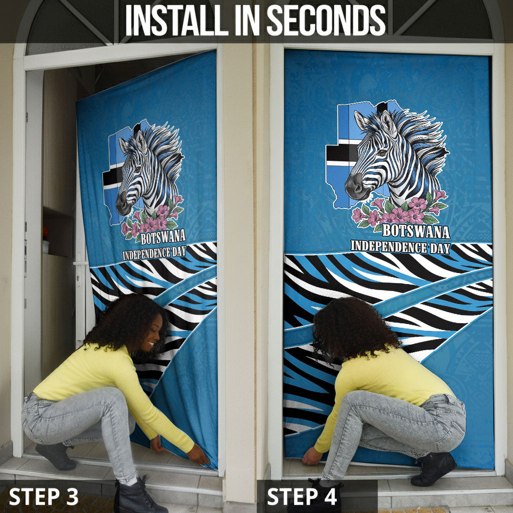 Botswana Independence Day Door Cover Flying Dove Graphic Zebra Portrait Flag Map