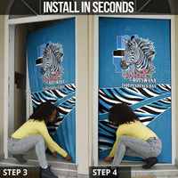 Botswana Independence Day Door Cover Flying Dove Graphic Zebra Portrait Flag Map