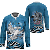 Botswana Independence Day Hockey Jersey Flying Dove Graphic Zebra Portrait Flag Map