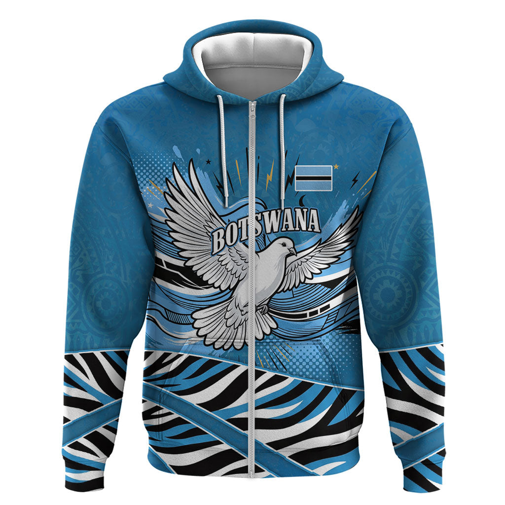 Botswana Independence Day Hoodie Flying Dove Graphic Zebra Portrait Flag Map