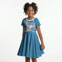 Botswana Independence Day Kid Short Sleeve Dress Flying Dove Graphic Zebra Portrait Flag Map