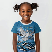 Botswana Independence Day Kid T shirt Flying Dove Graphic Zebra Portrait Flag Map