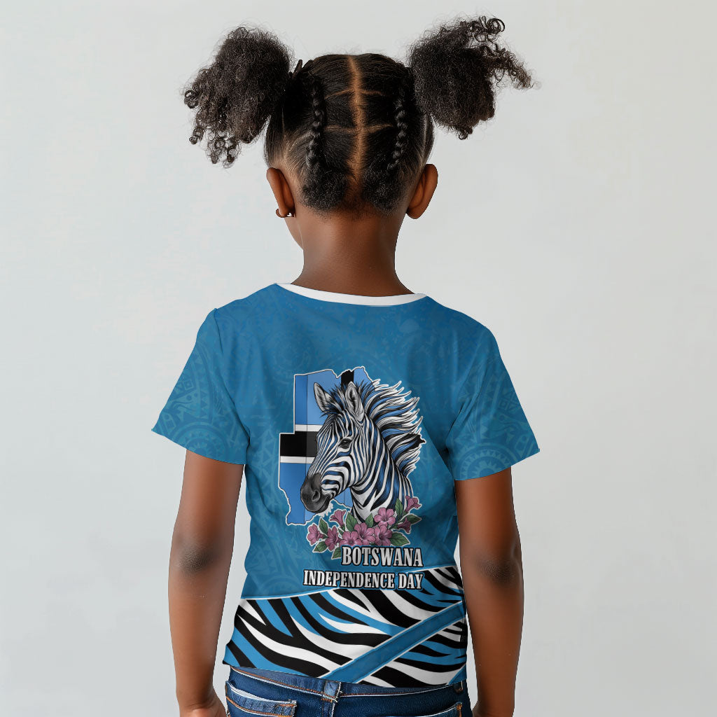 Botswana Independence Day Kid T shirt Flying Dove Graphic Zebra Portrait Flag Map
