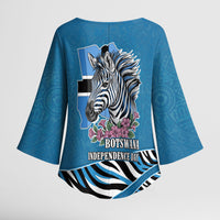 Botswana Independence Day Kimono Sleeve Blouse Flying Dove Graphic Zebra Portrait Flag Map