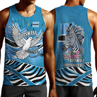 Botswana Independence Day Men Tank Top Flying Dove Graphic Zebra Portrait Flag Map
