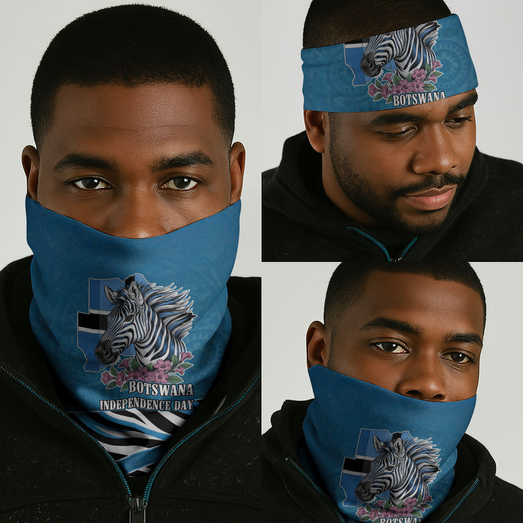 Botswana Independence Day Neck Gaiter Flying Dove Graphic Zebra Portrait Flag Map