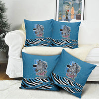 Botswana Independence Day Pillow Cover Flying Dove Graphic Zebra Portrait Flag Map