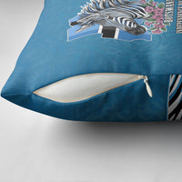 Botswana Independence Day Pillow Cover Flying Dove Graphic Zebra Portrait Flag Map
