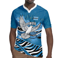 Botswana Independence Day Rugby Jersey Flying Dove Graphic Zebra Portrait Flag Map