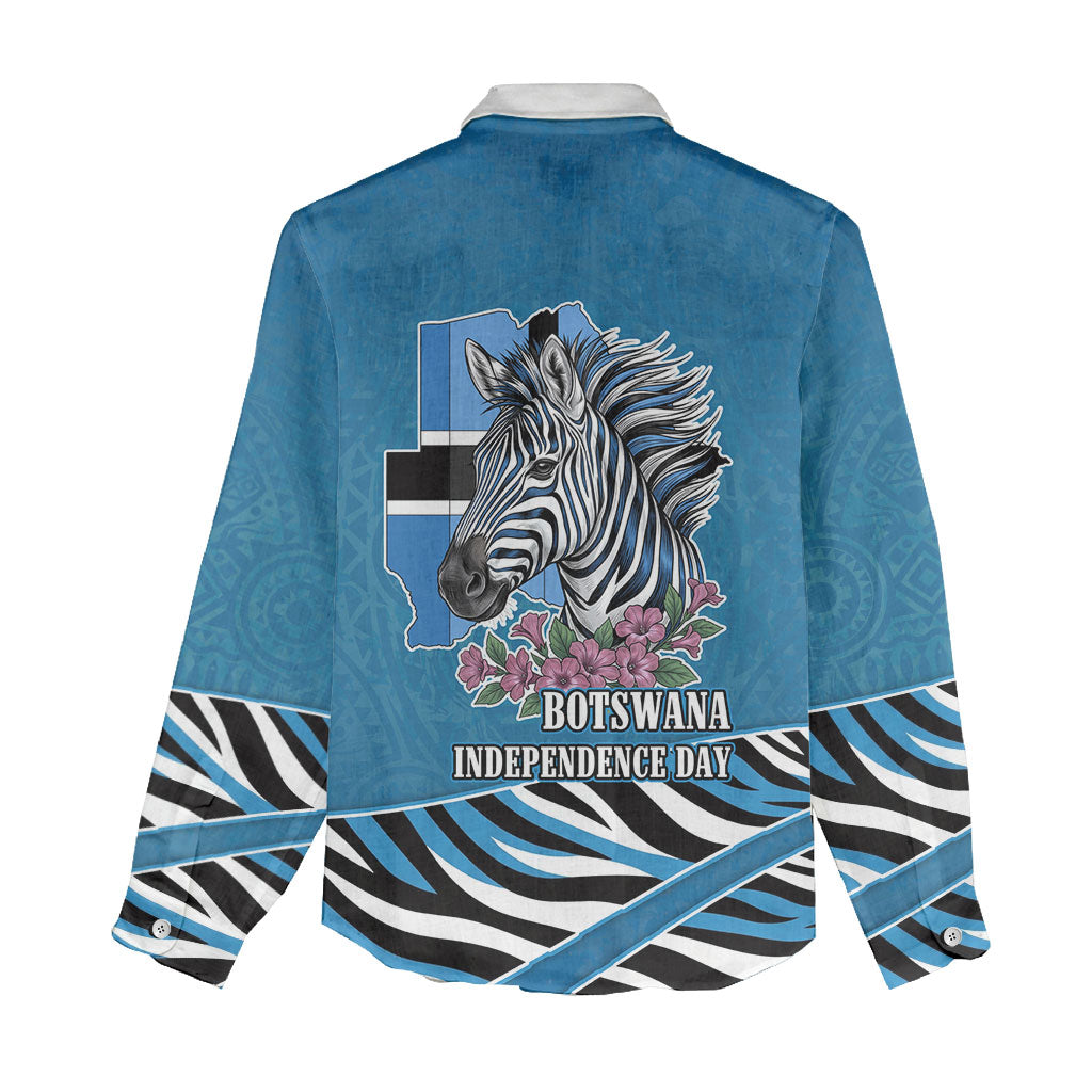 Botswana Independence Day Women Casual Shirt Flying Dove Graphic Zebra Portrait Flag Map