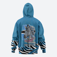 Botswana Independence Day Zip Hoodie Flying Dove Graphic Zebra Portrait Flag Map