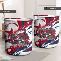 North Korea Flag Day Rise With The Flag Laundry Basket Dynamic Red Star Paint Splatter With Tiger