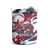 North Korea Flag Day Rise With The Flag Laundry Basket Dynamic Red Star Paint Splatter With Tiger