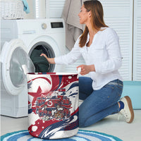 North Korea Flag Day Rise With The Flag Laundry Basket Dynamic Red Star Paint Splatter With Tiger