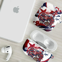 North Korea Flag Day Rise With The Flag AirPods Case Dynamic Red Star Paint Splatter With Tiger